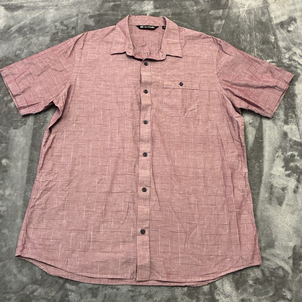 Travis Mathew Shirt Men's Sz.XL Red Short Sleeve Button Up Casual Golf Outdoor